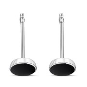 Black Onyx Round Sterling Silver Stud Earrings, e440st